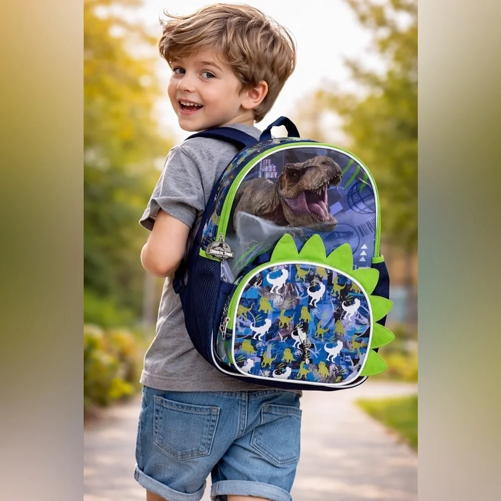 🔥 Jurassic World Backpack 3D Dinosaur Kids School Bag New With Tags